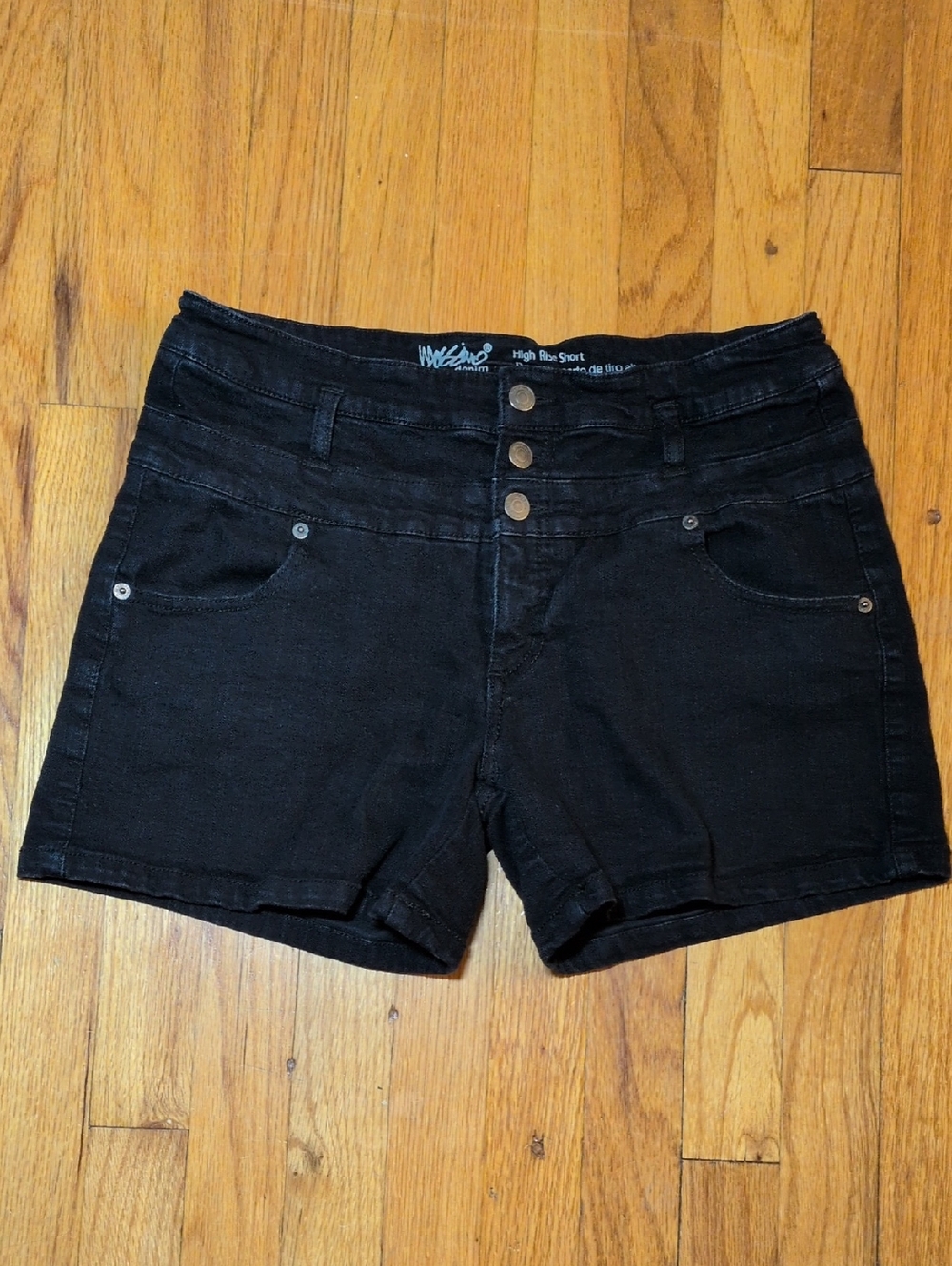 Mossimo Supply Co. women's Black High Waist Denim jean Shorts jorts  32"